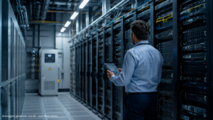 Tecnico monitora asset e infrastrutture in un data center esistente